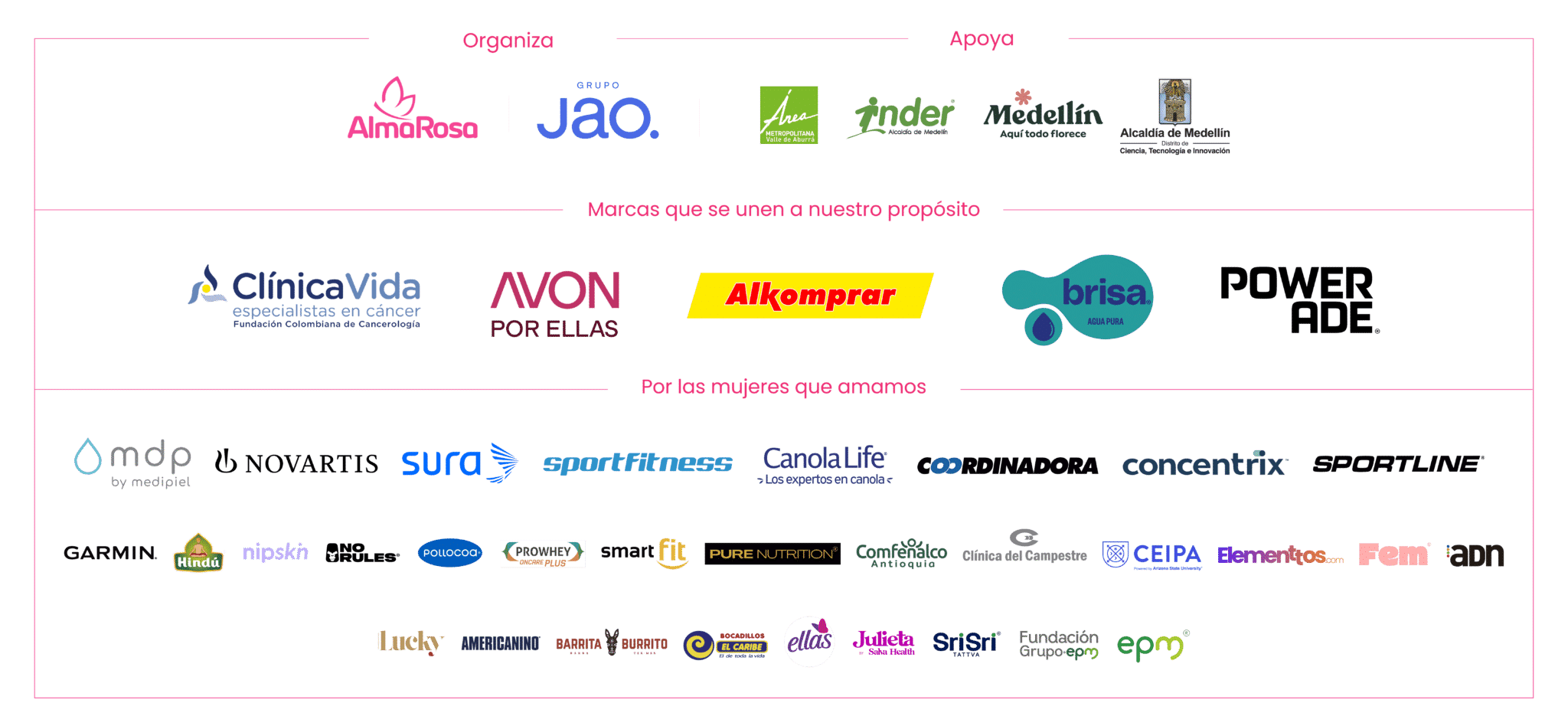 Organizan, apoyan y marcas aliadas de la Carrera de las Rosas Medellín